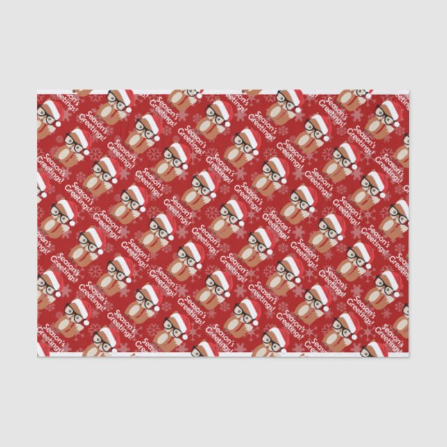 Papel De Seda Hipster Holiday Fox Glasses Navidades de animales  (Anverso)
