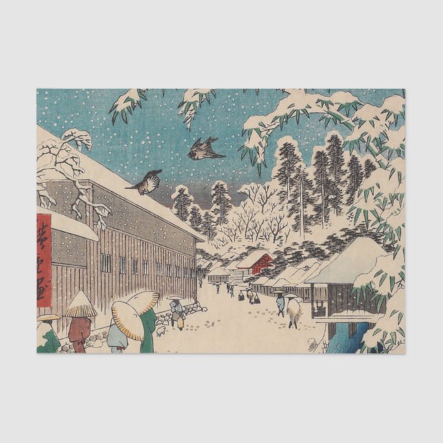 Papel De Seda Hiroshige paisaje invernal de japón (Anverso)