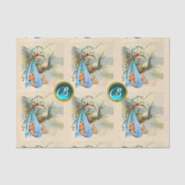 PAPEL DE SEDA HISTORIAL BEBÉ CHICO DUCHA AZUL GEM STONE MONOGRAM