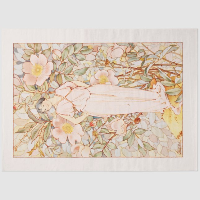 Papel De Seda Histórico hadas de flores de estilo nouveau (Anverso)