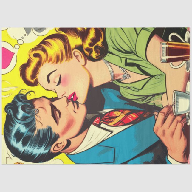 Papel De Seda Historietas de amor retro para parejas (Anverso)