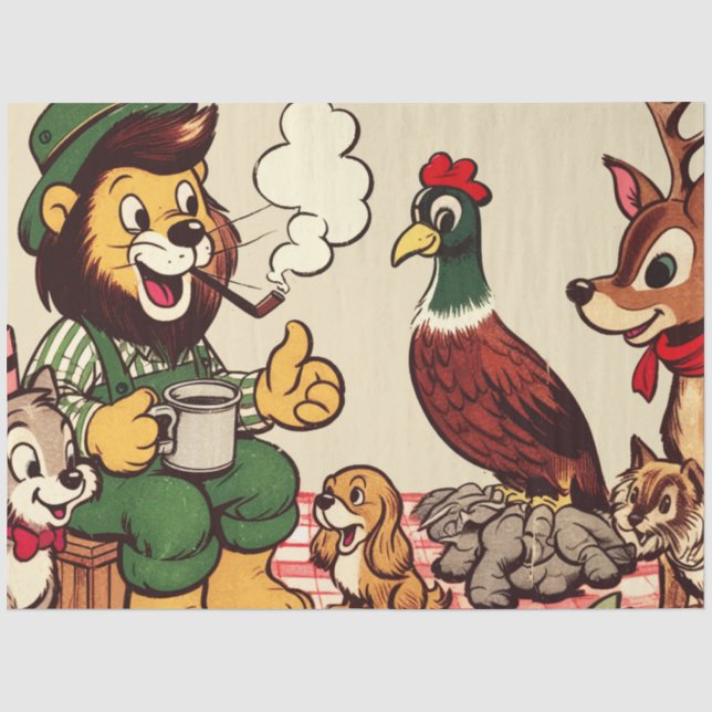 Papel De Seda Historietas de animales de época (Anverso)