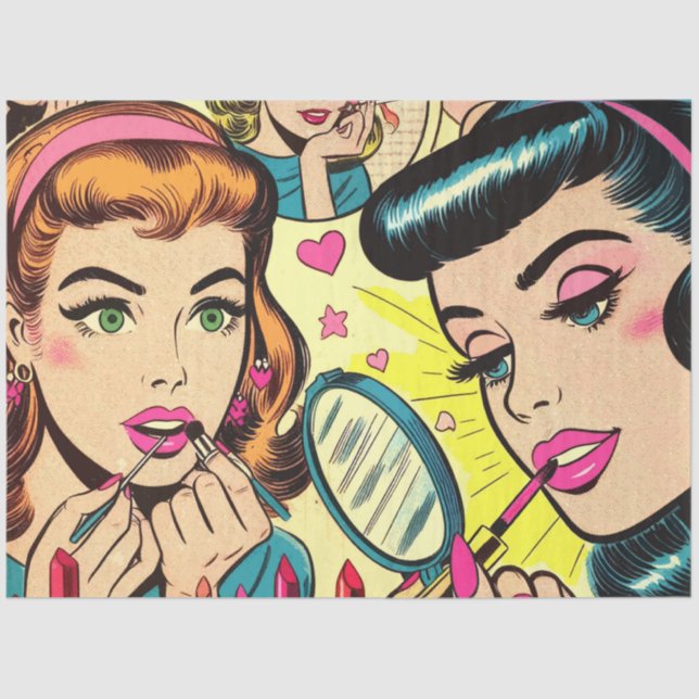 Papel De Seda Historietas de Chicas de maquillaje de época (Anverso)