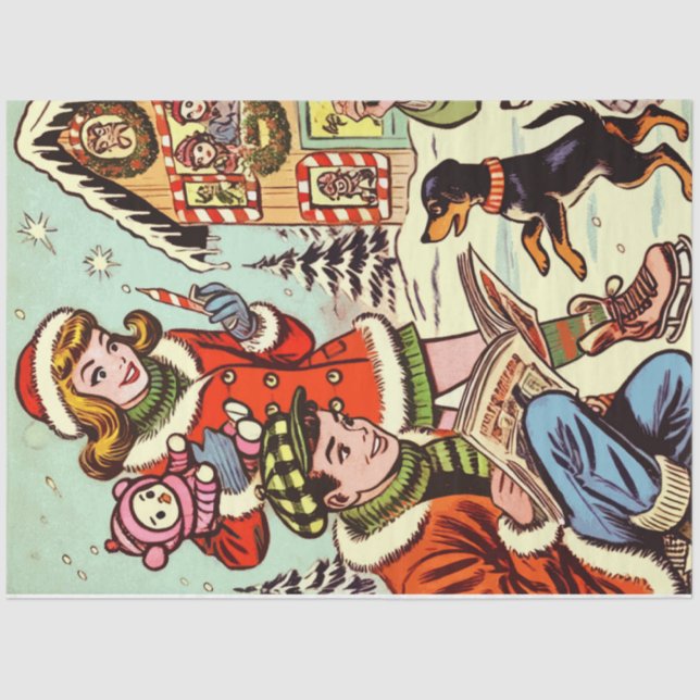 Papel De Seda Historietas de invierno antiguas (Anverso)