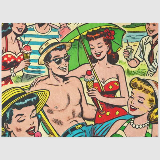 Papel De Seda Historietas de verano antiguas (Anverso)