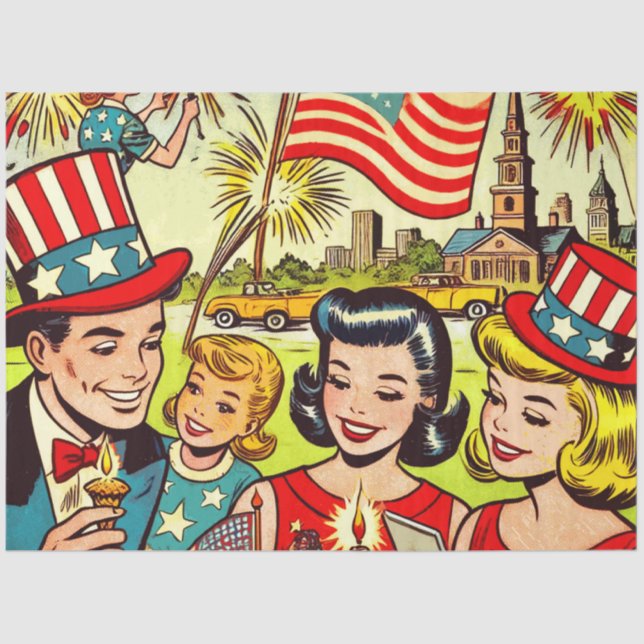 Papel De Seda Historietas familiares del 4 de julio (Anverso)