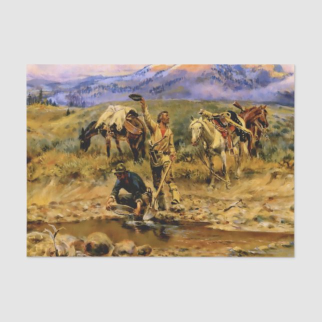Papel De Seda "Hitting Pay Dirt" de Charles M Russell (Anverso)