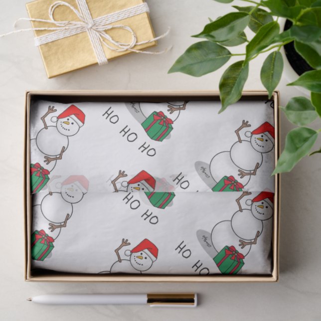 Papel De Seda Ho Ho Ho Ho Ho Feliz Navidad Santa Cute Snowman (Regalo )