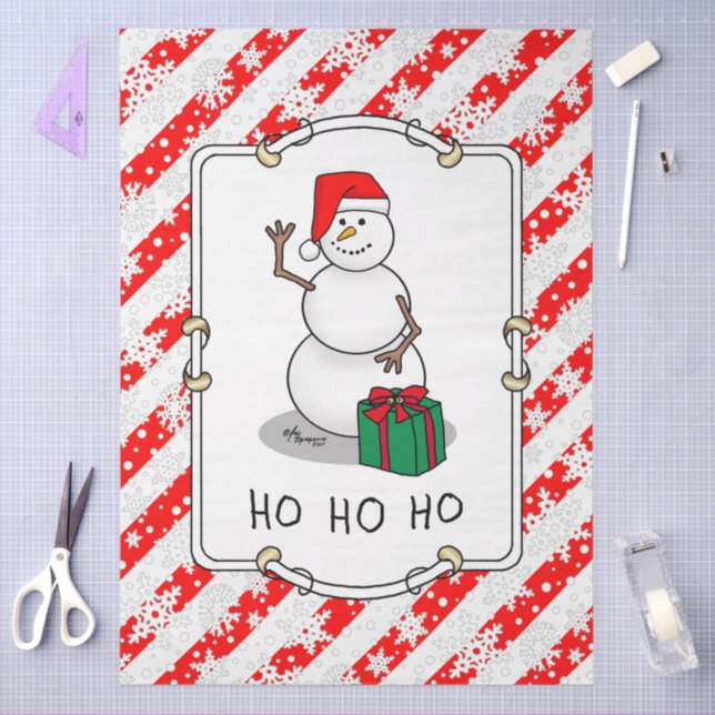 Papel De Seda Ho Ho Ho Ho Ho Feliz Navidad Santa Cute Snowman (Artesanía)