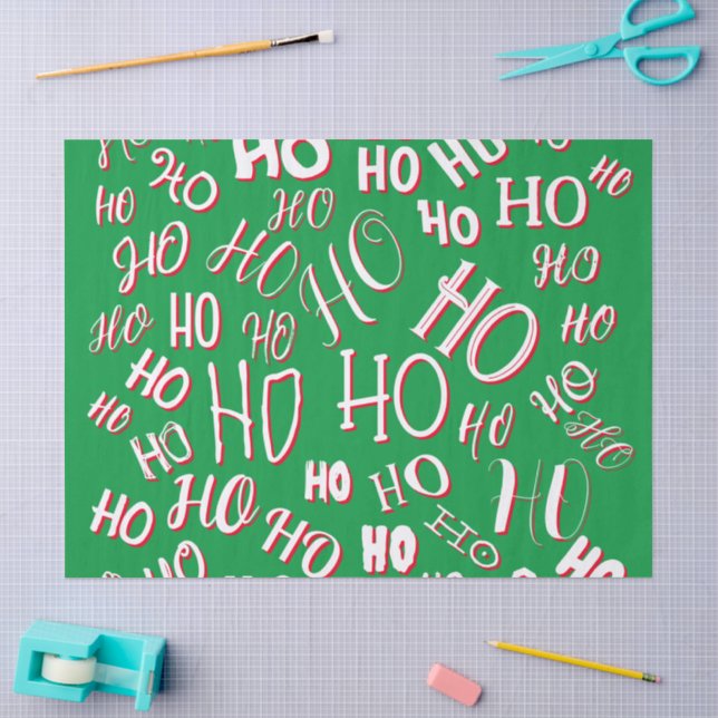 Papel De Seda HO HO HO Navidades de texto patrón de texto rojo b (Artesanía)