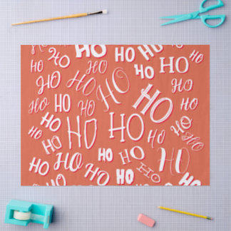 Papel De Seda HO HO HO patrón de texto de Navidad blanco rojo