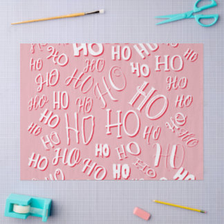 Papel De Seda HO HO HO patrón de texto de Navidad blanco rojo ro