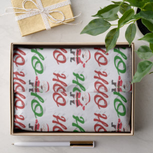 Papel De Seda Ho Ho Ho Santa Claus Navidad rojo verde letra