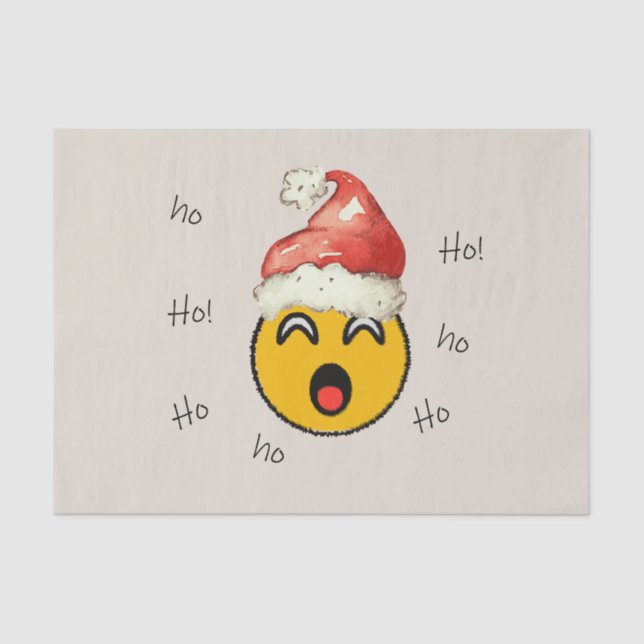 Papel De Seda Ho Ho Ho smiley santa (Anverso)