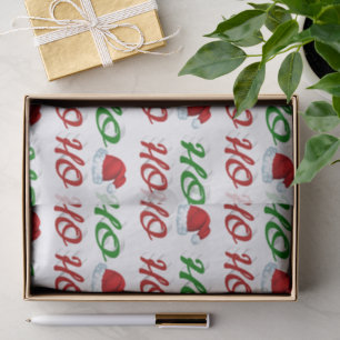 Papel De Seda Ho Ho Ho sombrero de Santa Navidad rojo verde letr