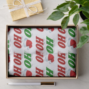 Papel De Seda Ho Ho Ho sombrero de Santa Navidad tipografía roja
