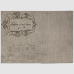 Papel De Seda Hogar Dulce Hogar Beige Fondo Decoupage