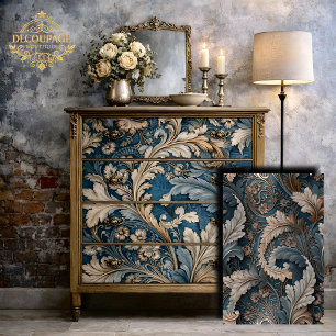 Papel De Seda Hoja de Acanto Elegante Té/Decoupage Barroco Beige