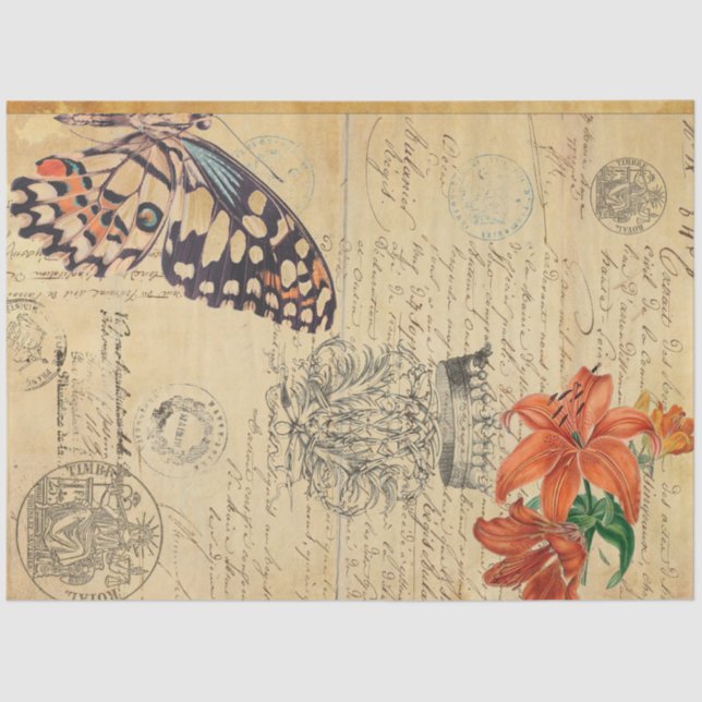 Papel De Seda Hoja de Despliegue de la Mariposa Boho Izquierda d (Anverso)