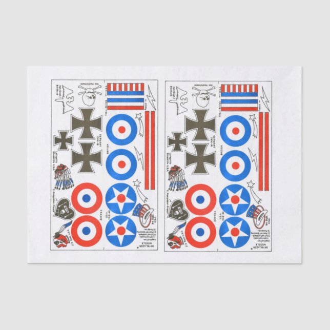 Papel De Seda hoja de las insignias del aeroplano modelo de la (Anverso)