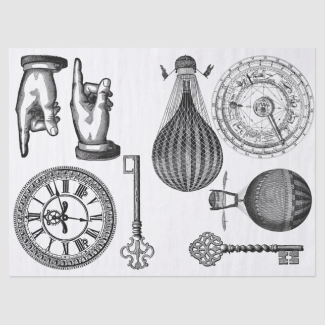 Papel De Seda Hoja de los elementos de Steampunk del diario de (Anverso)