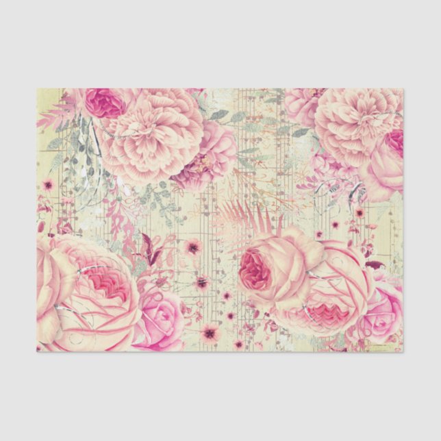 Papel De Seda hoja de música de flores (Anverso)