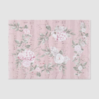 Papel De Seda hoja de música de flores rosas grises