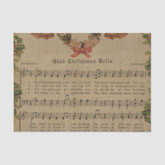 Papel De Seda Hoja de música del villancico del navidad del (Anverso)