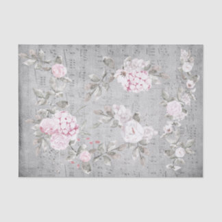 Papel De Seda hoja de música floral rosa gris