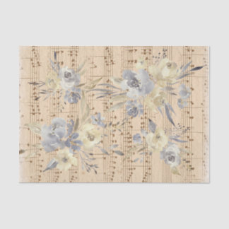 Papel De Seda hoja de música floral vintage