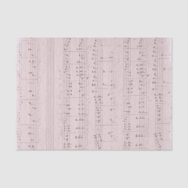 Papel De Seda hoja de música rosa vintage (Anverso)