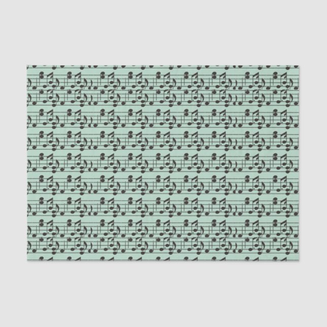Papel De Seda Hoja de música verde y negro (Anverso)