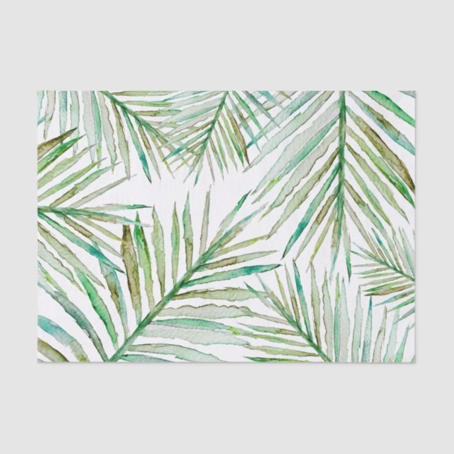 Papel De Seda Hoja de palma tropical de la acuarela (Anverso)
