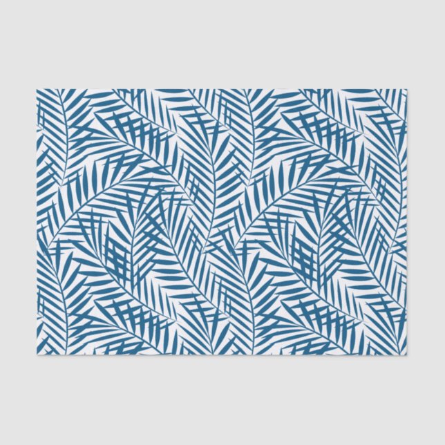 Papel De Seda Hoja de palmera azul tropical (Anverso)