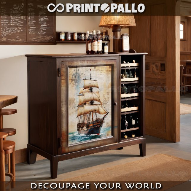 Papel De Seda Hoja de periódico de época con galeón de vela (Subido por el creador)