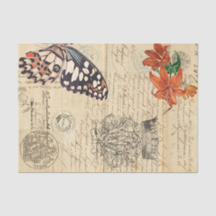 Papel De Seda Hoja dejada mariposa de Boho Decoupage