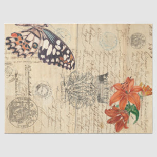 Papel De Seda Hoja dejada mariposa de Boho Decoupage