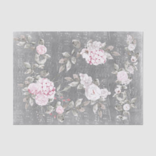 Papel De Seda hoja gris rosa de música floral