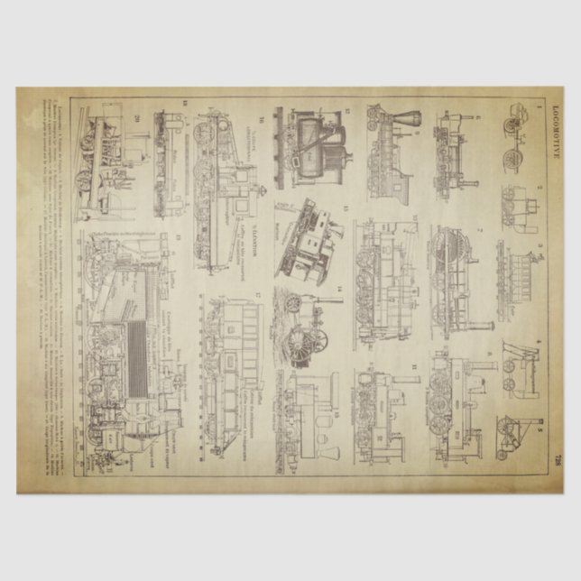 Papel De Seda Hoja locomotora de Decoupage del Grunge (Anverso)