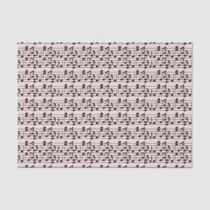 Papel De Seda Hoja musical rosa y negra