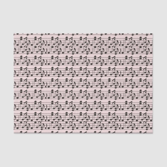 Papel De Seda Hoja musical rosa y negra (Anverso)