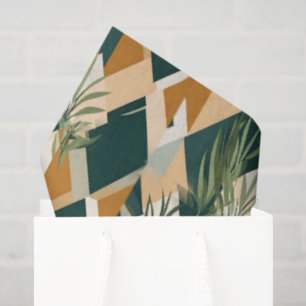 Papel De Seda Hojas Boho y Formas Geométricas