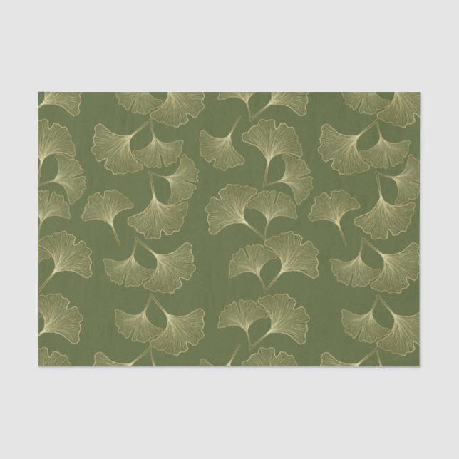 Papel De Seda Hojas Botánicas de Oro Elegantes (Anverso)