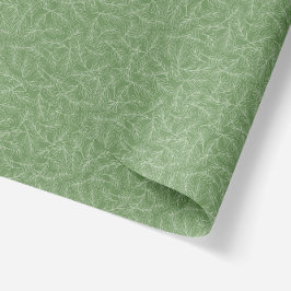 Papel De Seda Hojas botánicas de textura verde y blanca
