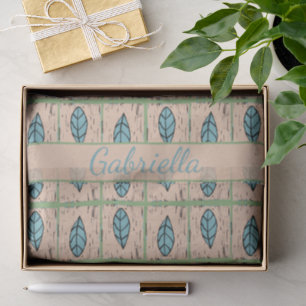 Papel De Seda Hojas botánicas elegantes acuarela nombre verde