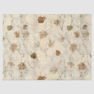 Papel De Seda Hojas Botánicas Vintage en Colores Cálidos de Otoñ