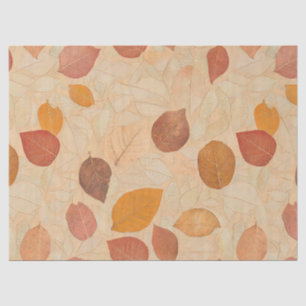 Papel De Seda Hojas caídas secas vintage doradas naranjas rojas