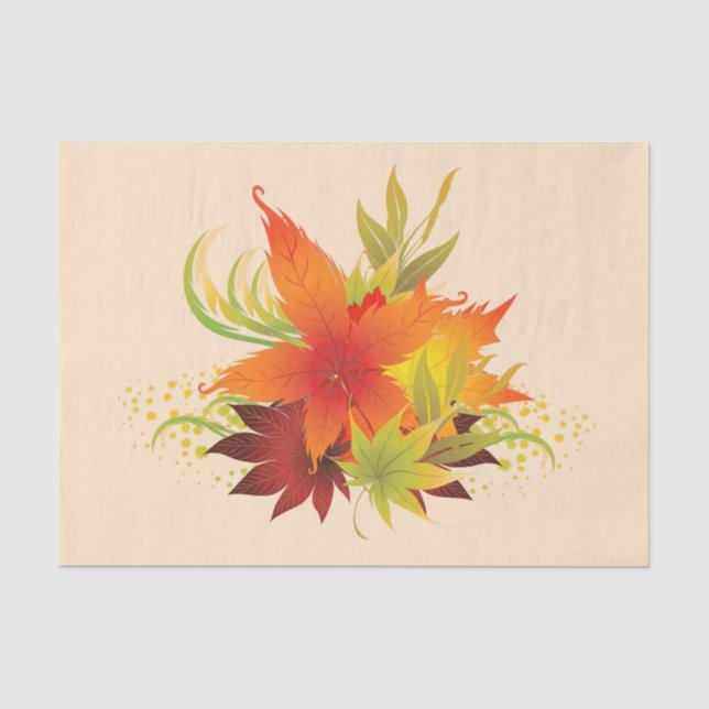 Papel De Seda Hojas de Acción de Gracias de otoño (Anverso)