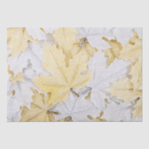 Papel De Seda Hojas de arce con brillo dorado y blanco de invier