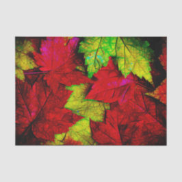 Papel De Seda Hojas de arce de otoño rojas amarillas arte negro